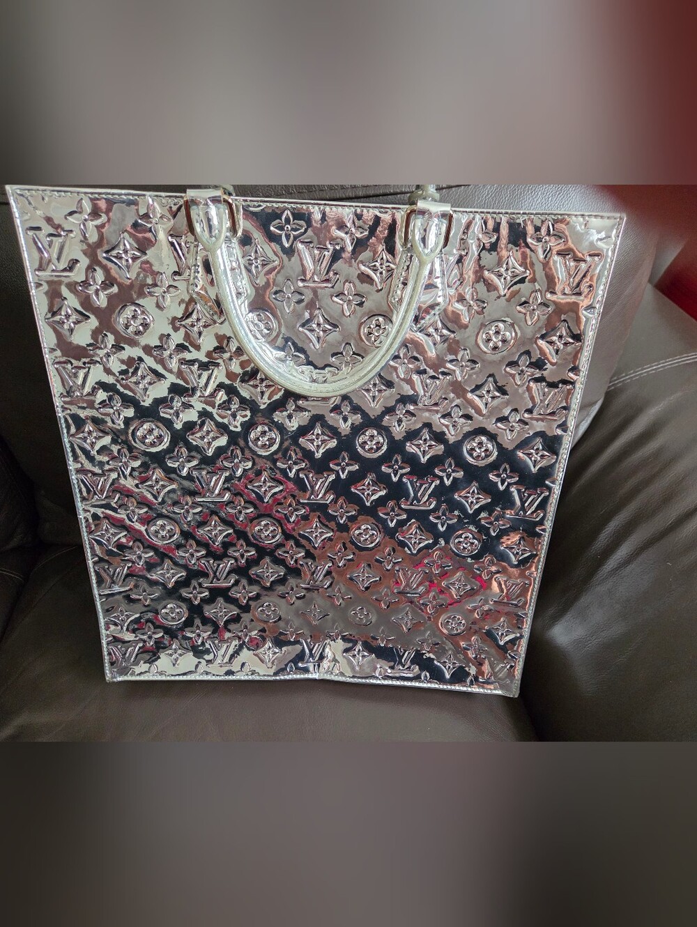 Silver Metallic Embossed Tote Bag